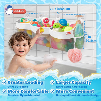 4.95 Gallons 3 Compartment Horizontal Bath Toy Storage