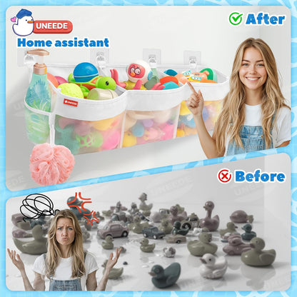 4.95 Gallons 3 Compartment Horizontal Bath Toy Storage