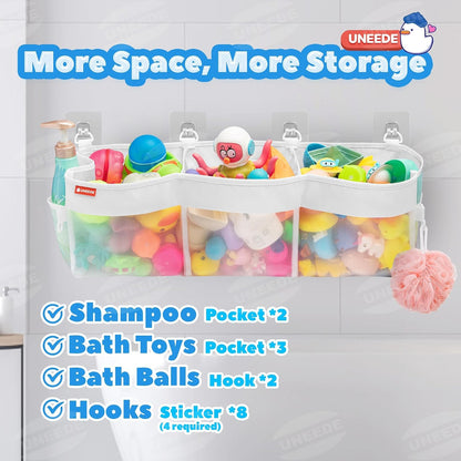 4.95 Gallons 3 Compartment Horizontal Bath Toy Storage