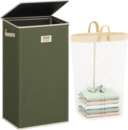 100L Laundry Hamper with Lid, Large Collapsible Laundry Basket
