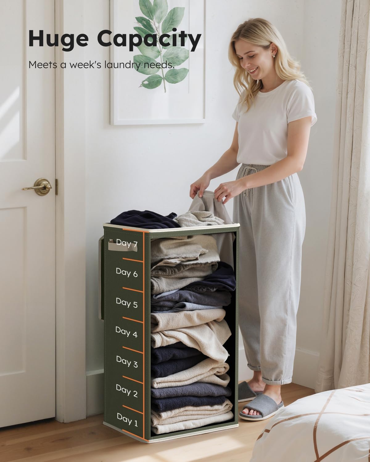 100L Laundry Hamper with Lid, Large Collapsible Laundry Basket