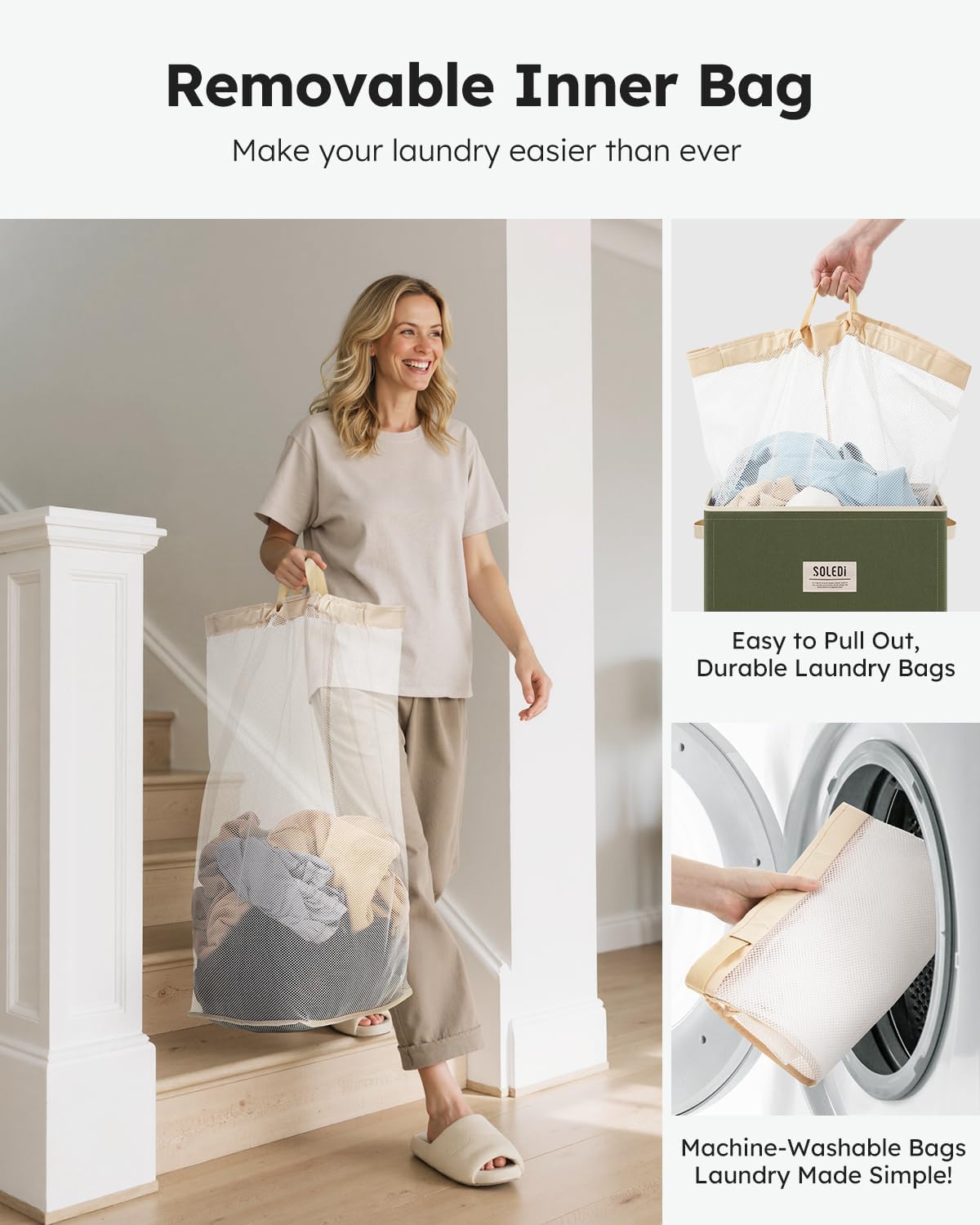 100L Laundry Hamper with Lid, Large Collapsible Laundry Basket