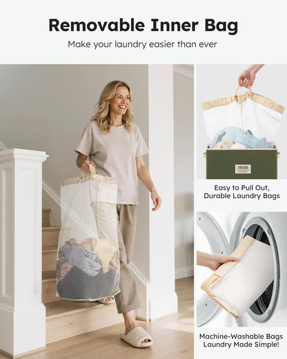 100L Laundry Hamper with Lid, Large Collapsible Laundry Basket
