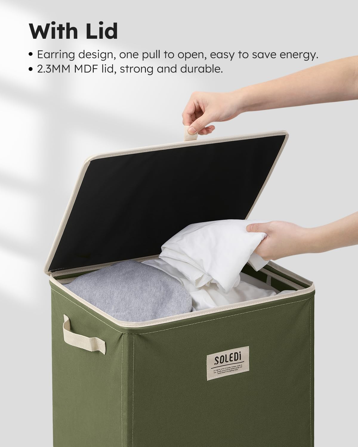 100L Laundry Hamper with Lid, Large Collapsible Laundry Basket