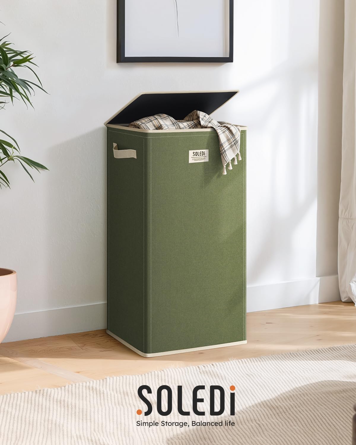 100L Laundry Hamper with Lid, Large Collapsible Laundry Basket