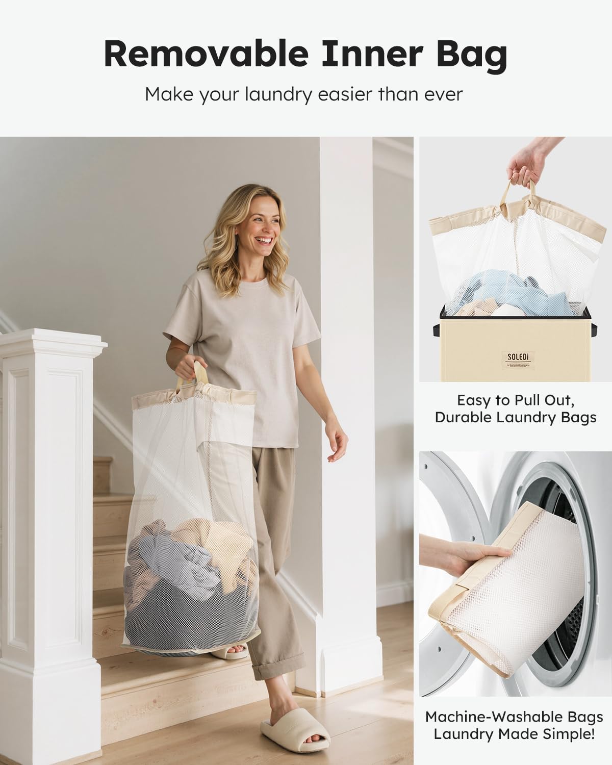 100L Laundry Hamper with Lid, Large Collapsible Laundry Basket