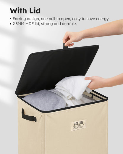 100L Laundry Hamper with Lid, Large Collapsible Laundry Basket