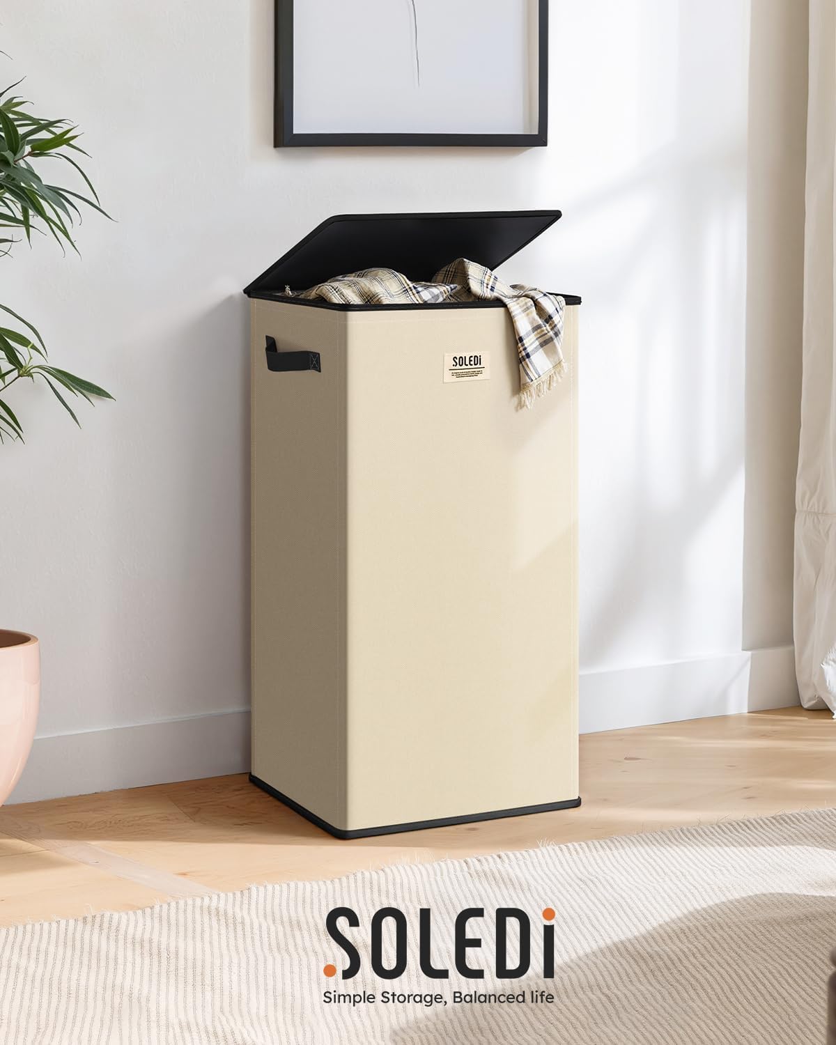 100L Laundry Hamper with Lid, Large Collapsible Laundry Basket
