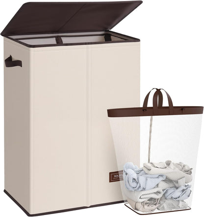 100L Laundry Hamper with Lid, Large Collapsible Laundry Basket