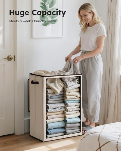 100L Laundry Hamper with Lid, Large Collapsible Laundry Basket