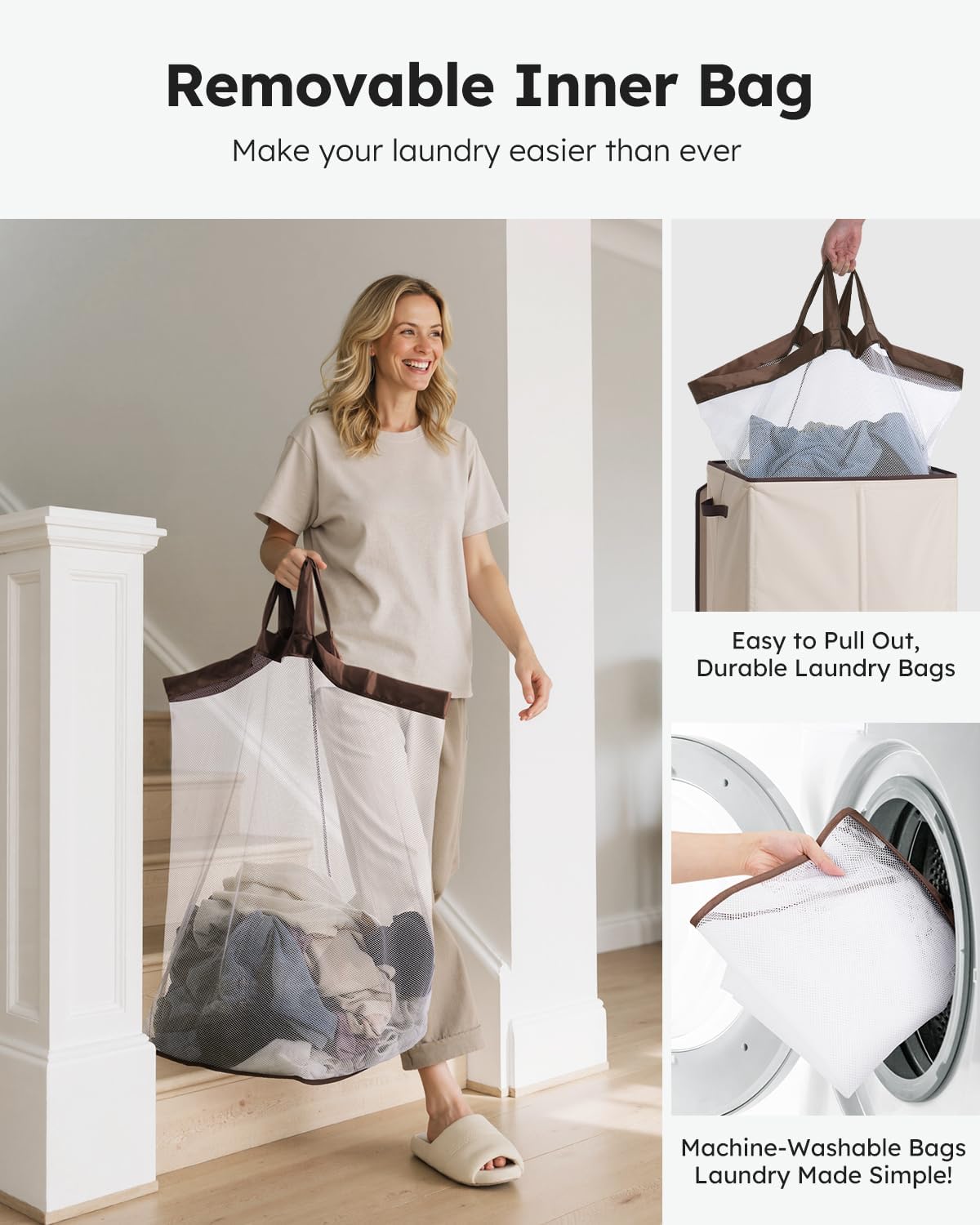 100L Laundry Hamper with Lid, Large Collapsible Laundry Basket