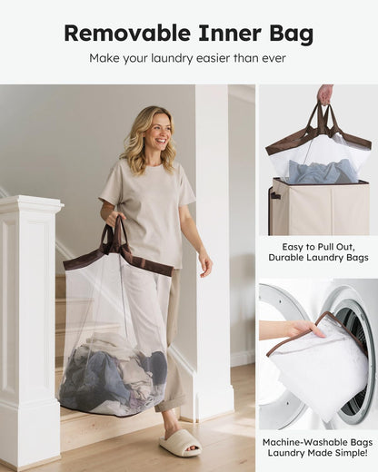 100L Laundry Hamper with Lid, Large Collapsible Laundry Basket