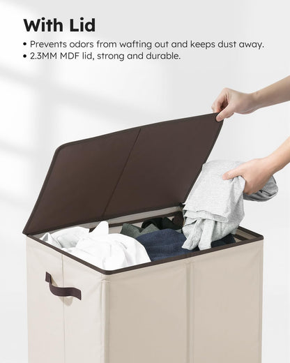 100L Laundry Hamper with Lid, Large Collapsible Laundry Basket
