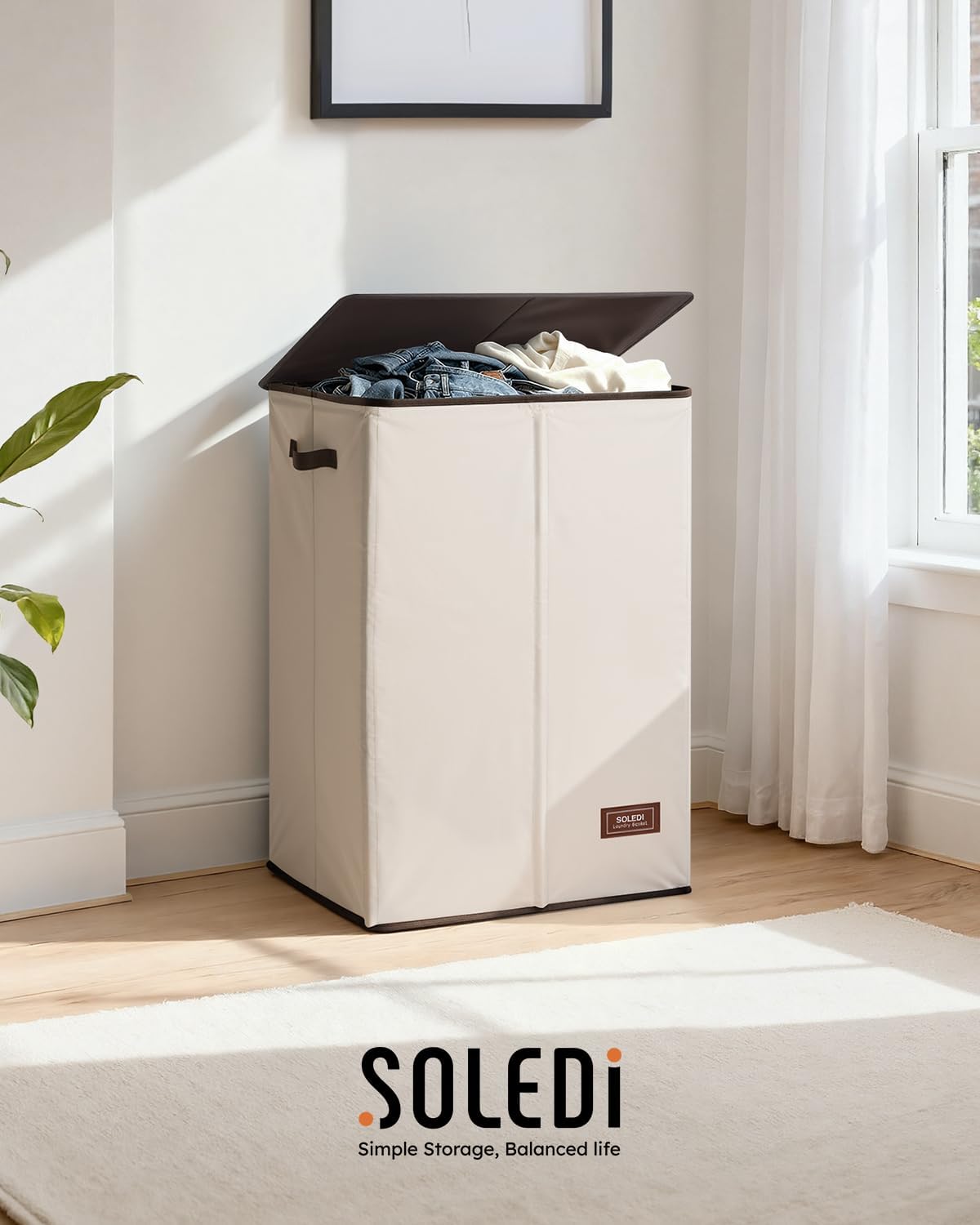 100L Laundry Hamper with Lid, Large Collapsible Laundry Basket