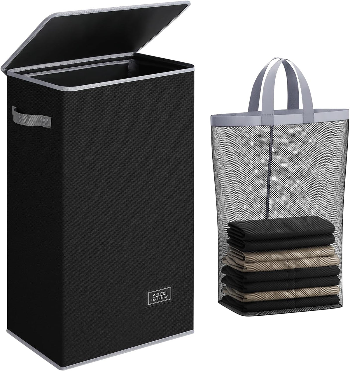 100L Laundry Hamper with Lid, Large Collapsible Laundry Basket
