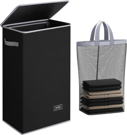 100L Laundry Hamper with Lid, Large Collapsible Laundry Basket