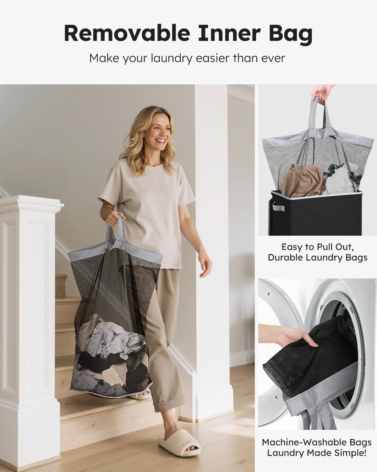 100L Laundry Hamper with Lid, Large Collapsible Laundry Basket