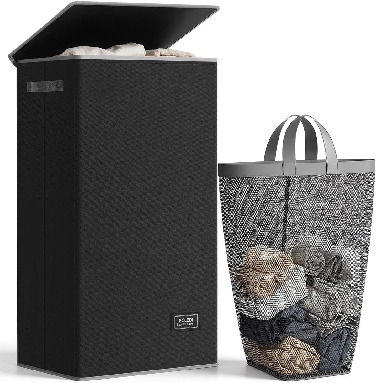 100L Laundry Hamper with Lid, Large Collapsible Laundry Basket