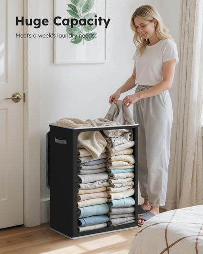 100L Laundry Hamper with Lid, Large Collapsible Laundry Basket