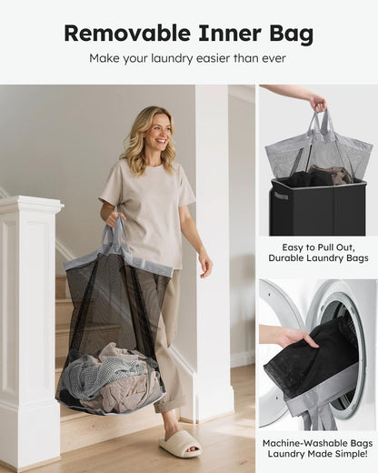 100L Laundry Hamper with Lid, Large Collapsible Laundry Basket