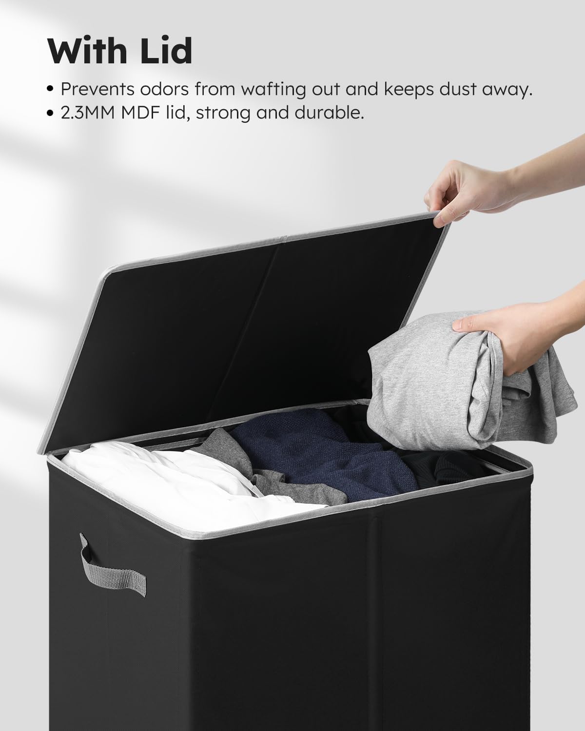 100L Laundry Hamper with Lid, Large Collapsible Laundry Basket
