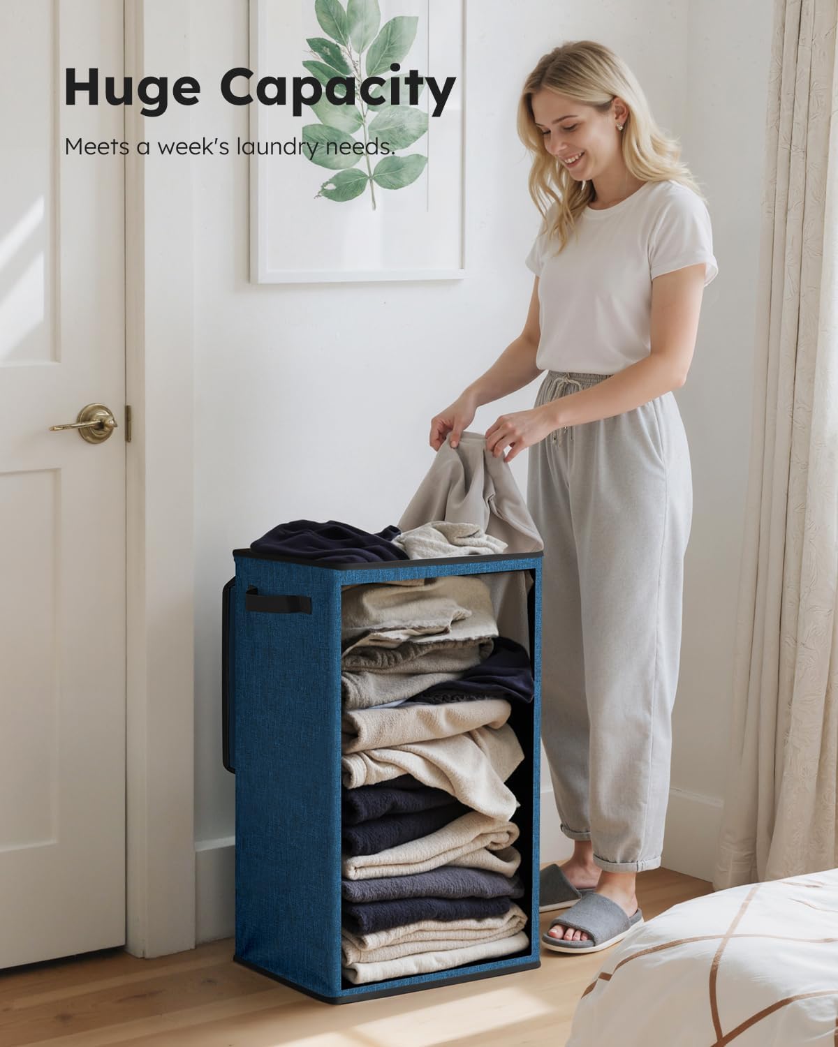 100L Laundry Hamper with Lid, Large Collapsible Laundry Basket