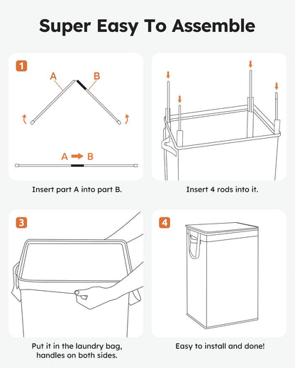 100L Laundry Hamper with Lid, Large Collapsible Laundry Basket