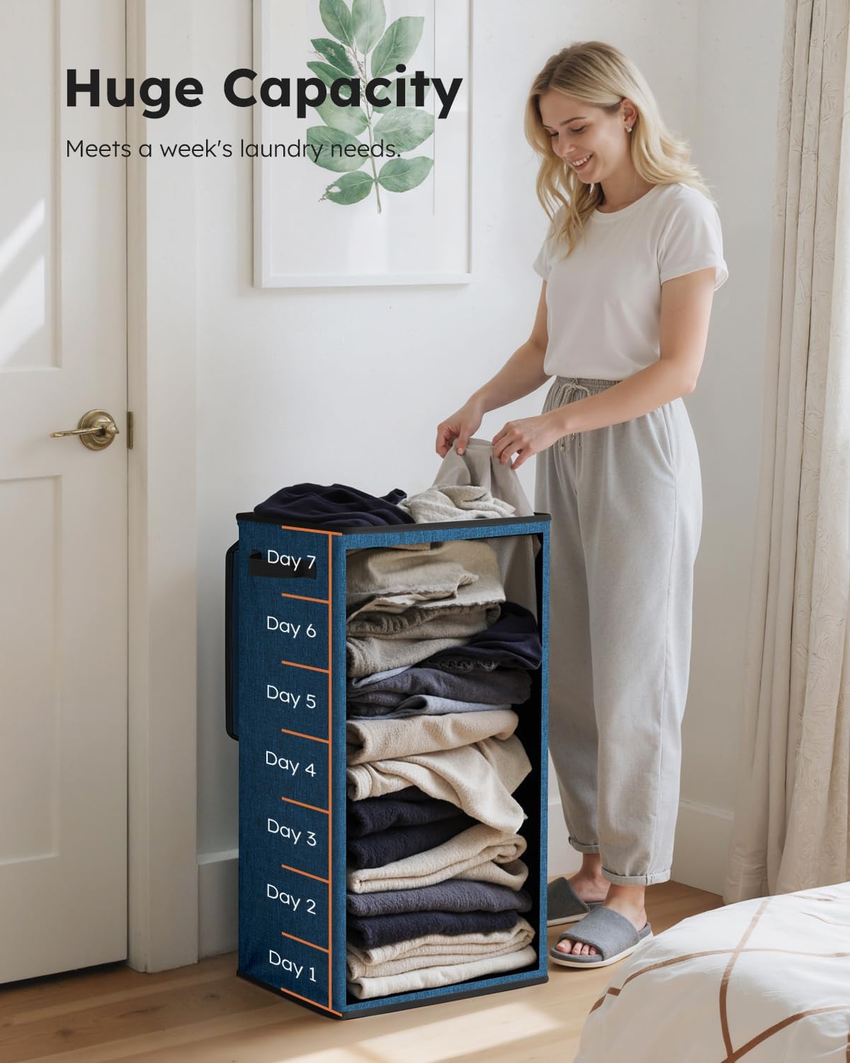 100L Laundry Hamper with Lid, Large Collapsible Laundry Basket