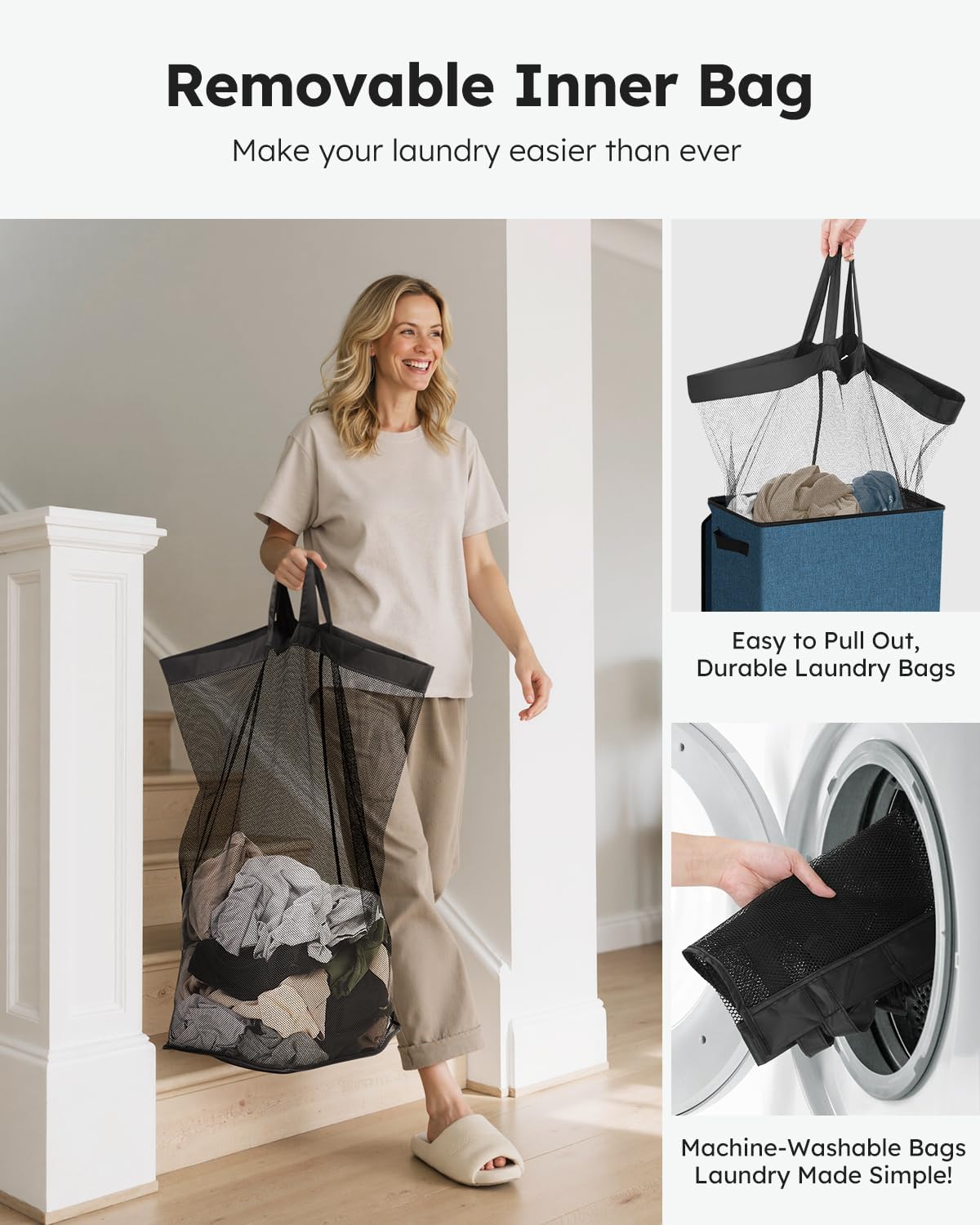100L Laundry Hamper with Lid, Large Collapsible Laundry Basket