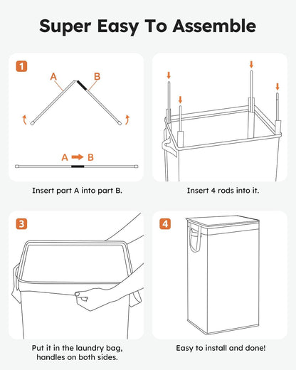 100L Laundry Hamper with Lid, Large Collapsible Laundry Basket