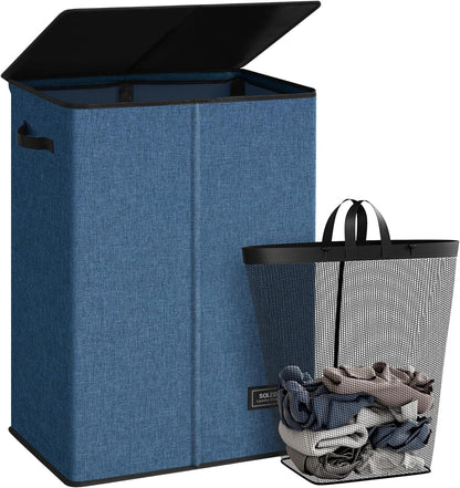 100L Laundry Hamper with Lid, Large Collapsible Laundry Basket