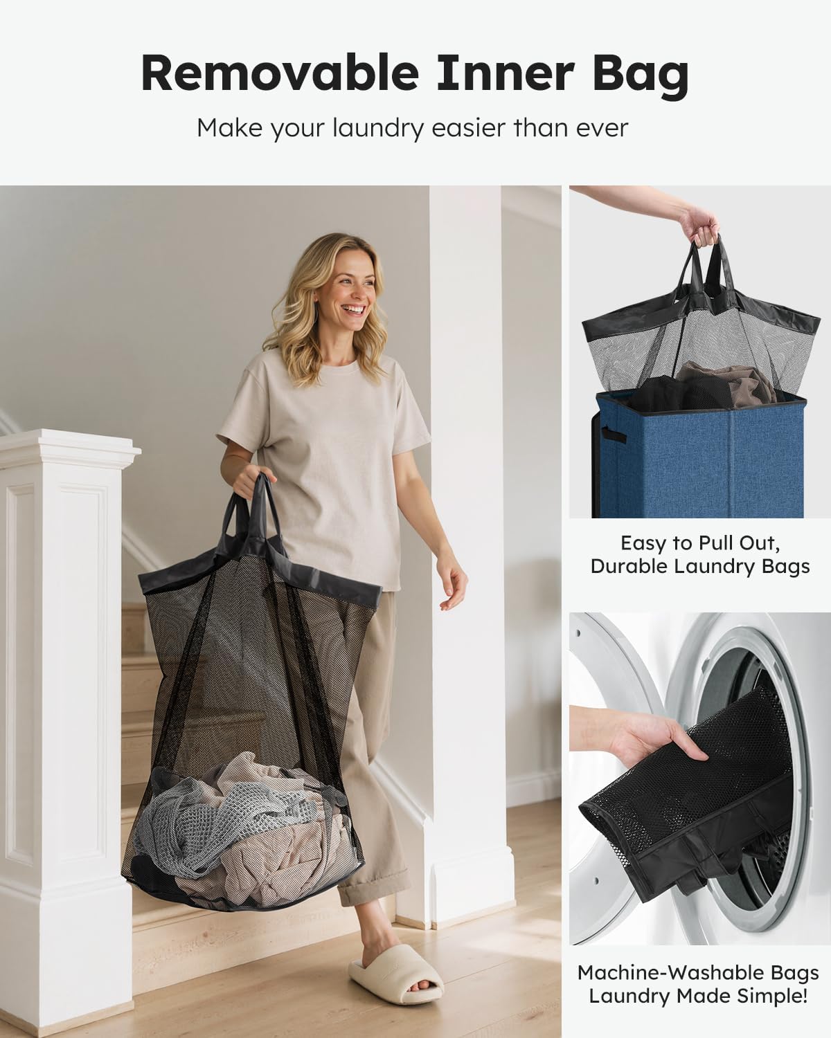 100L Laundry Hamper with Lid, Large Collapsible Laundry Basket