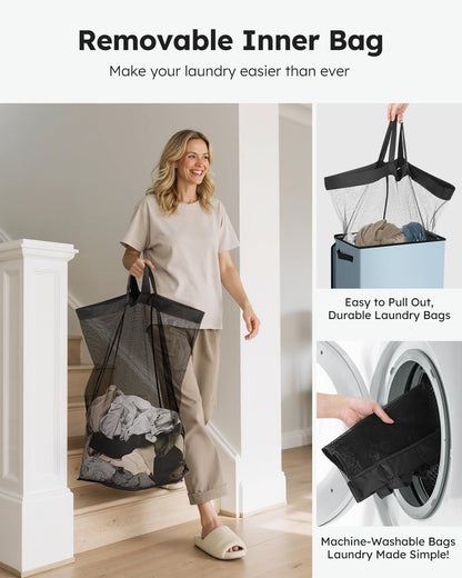 100L Laundry Hamper with Lid, Large Collapsible Laundry Basket