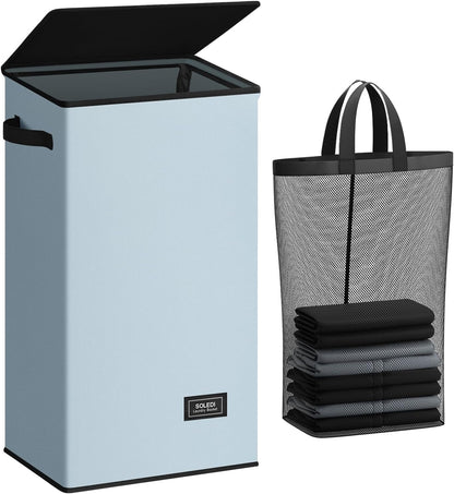 100L Laundry Hamper with Lid, Large Collapsible Laundry Basket