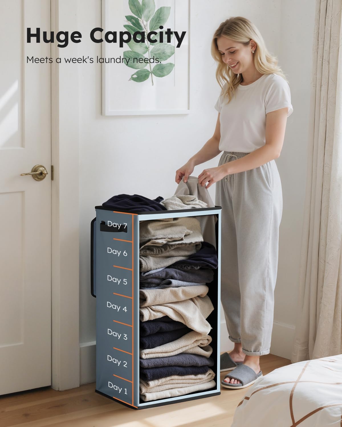 100L Laundry Hamper with Lid, Large Collapsible Laundry Basket