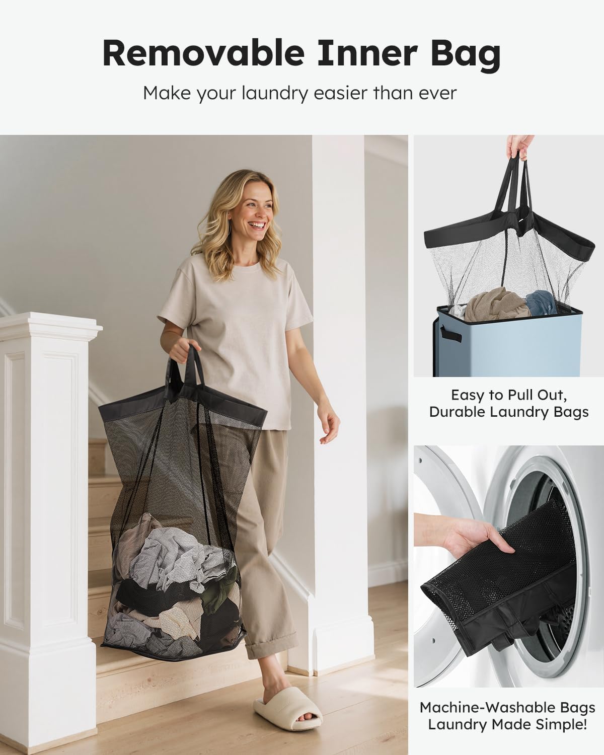 100L Laundry Hamper with Lid, Large Collapsible Laundry Basket