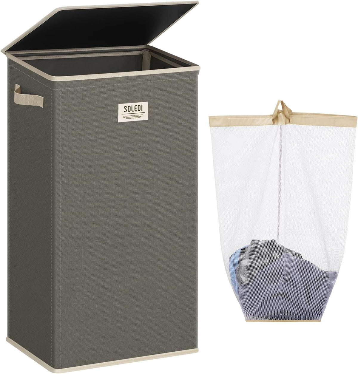 100L Laundry Hamper with Lid, Large Collapsible Laundry Basket