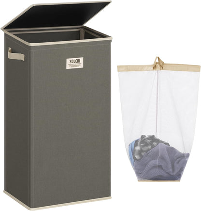 100L Laundry Hamper with Lid, Large Collapsible Laundry Basket