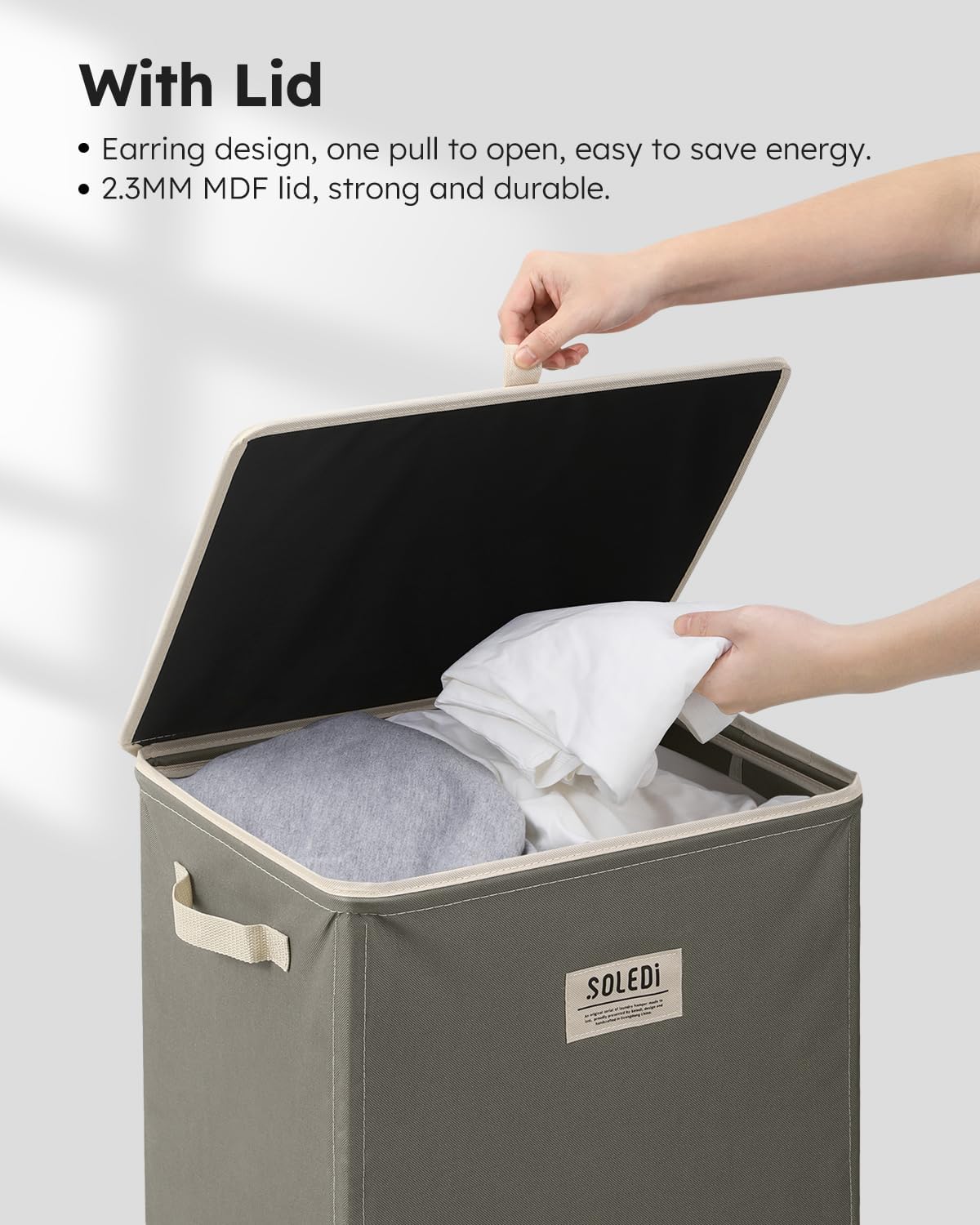 100L Laundry Hamper with Lid, Large Collapsible Laundry Basket