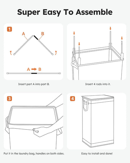 100L Laundry Hamper with Lid, Large Collapsible Laundry Basket