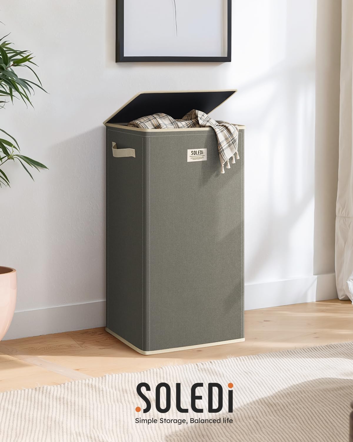 100L Laundry Hamper with Lid, Large Collapsible Laundry Basket