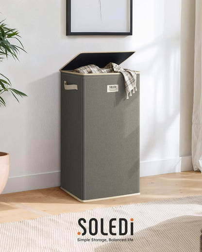 100L Laundry Hamper with Lid, Large Collapsible Laundry Basket