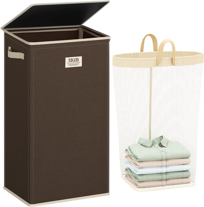 100L Laundry Hamper with Lid, Large Collapsible Laundry Basket