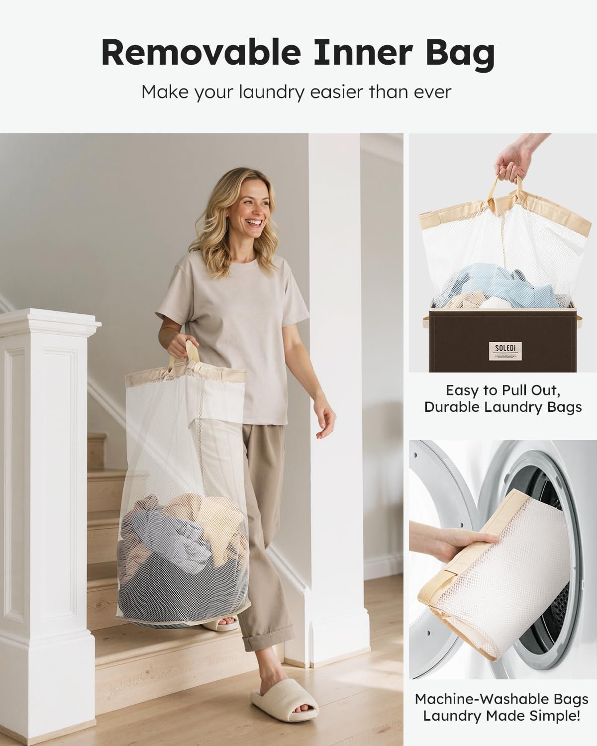 100L Laundry Hamper with Lid, Large Collapsible Laundry Basket