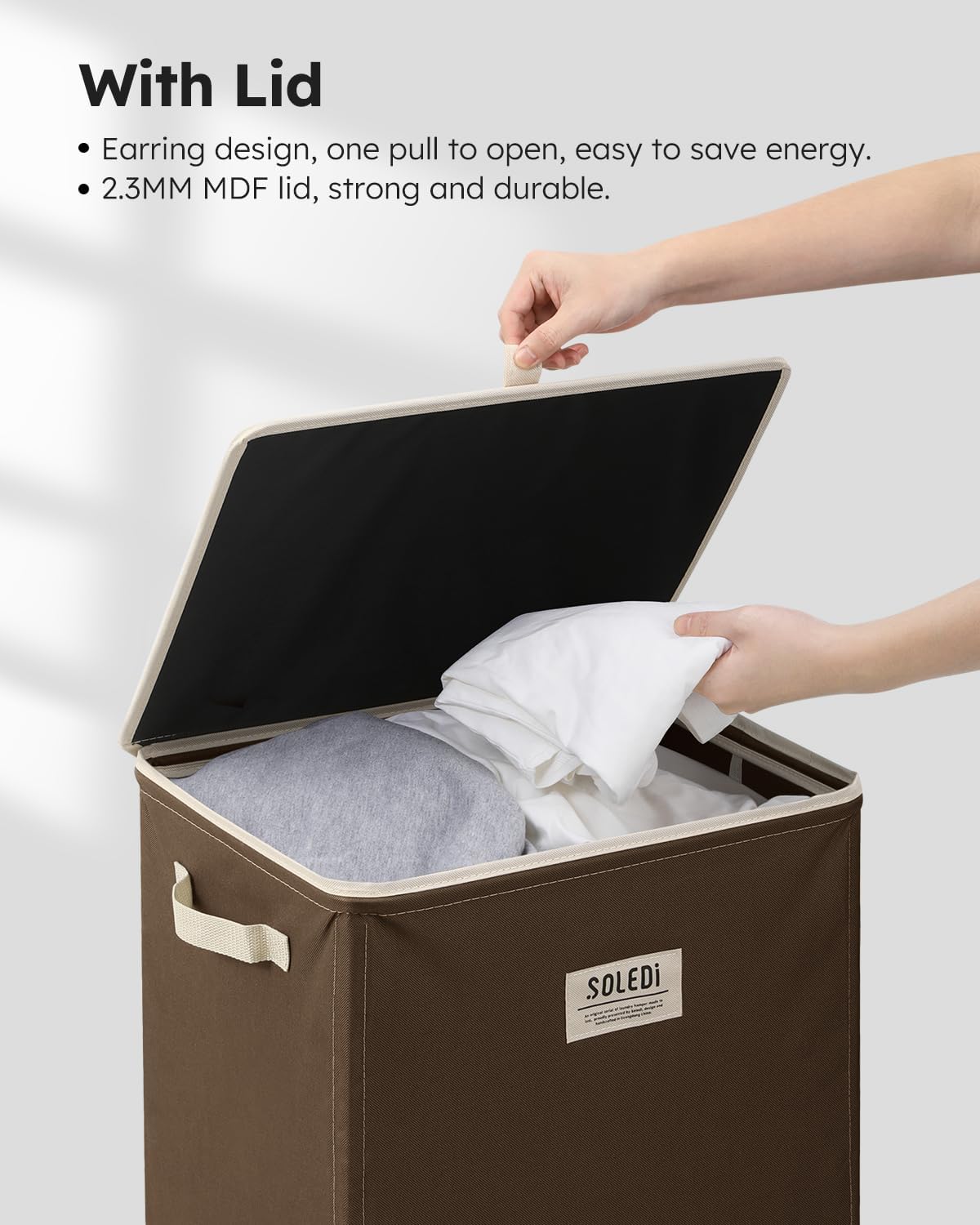 100L Laundry Hamper with Lid, Large Collapsible Laundry Basket