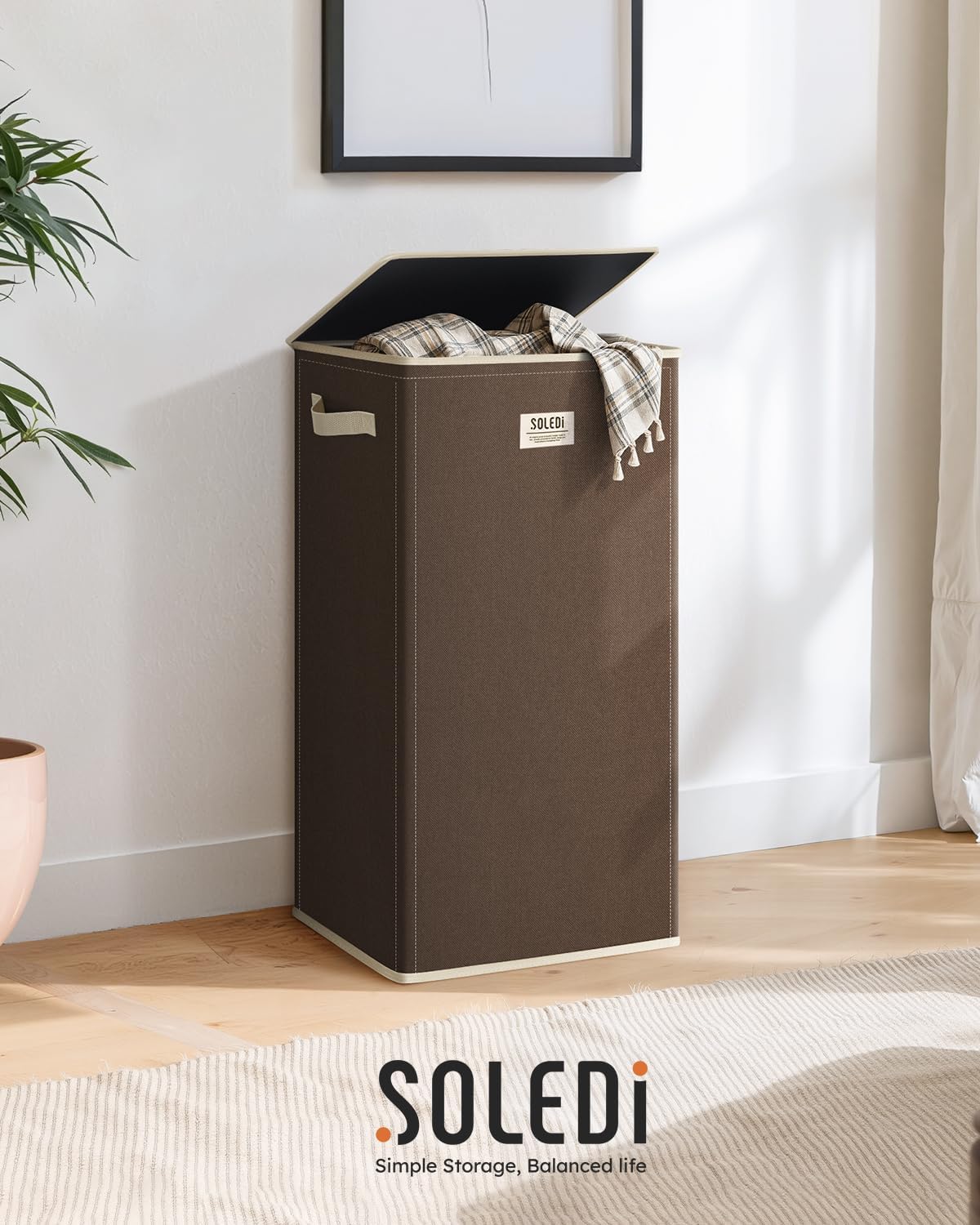 100L Laundry Hamper with Lid, Large Collapsible Laundry Basket