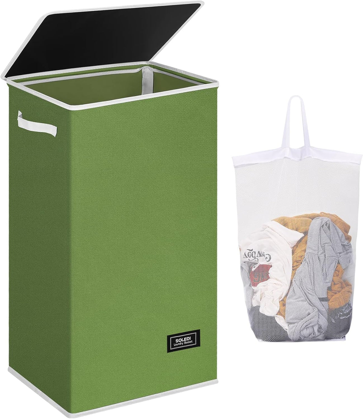 100L Laundry Hamper with Lid, Large Collapsible Laundry Basket