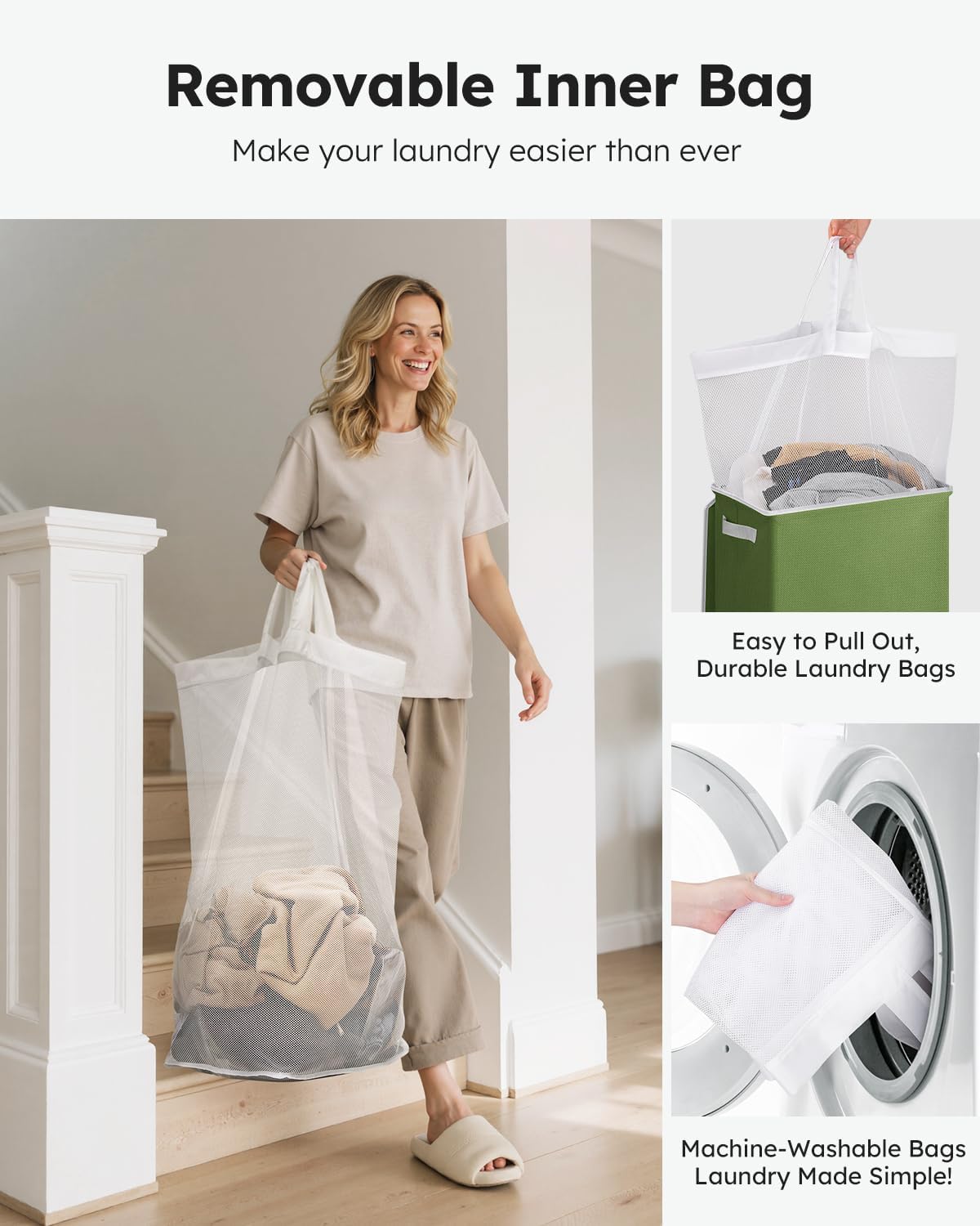 100L Laundry Hamper with Lid, Large Collapsible Laundry Basket