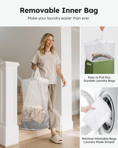 100L Laundry Hamper with Lid, Large Collapsible Laundry Basket