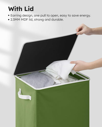 100L Laundry Hamper with Lid, Large Collapsible Laundry Basket